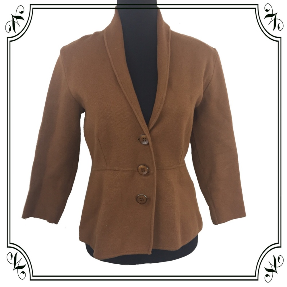 Alfani Brown Rustic orange knit blazer sweaters M